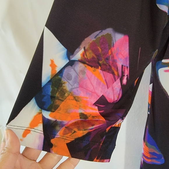 Tahari Multicolored Butterfly Print Side Ruched Sundress Sz 22W Stretchy - Picture 5 of 12